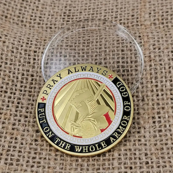 Put On The Full Armor Challenge Coin Novelty Challenge Coin Prayer Pocket Hug Token Lucky Coin 3pcs