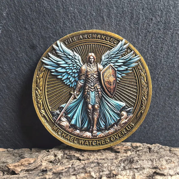 Archangel Michael Challenge Coin Religious Collectible Coin with Protective Case 3pcs