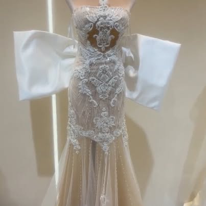NWT Strapless Lace Appliqué with Oversized Bow Wedding Dress