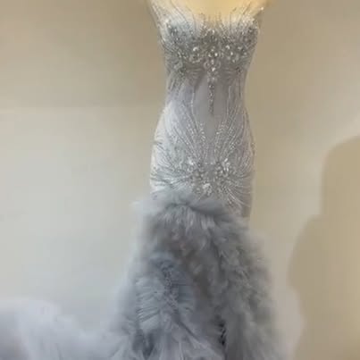 NWT Illusion Neckline Beaded Mermaid Wedding Dress