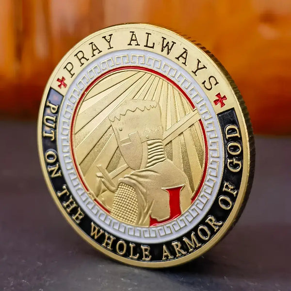 Put On The Full Armor Challenge Coin Novelty Challenge Coin Prayer Pocket Hug Token Lucky Coin 3pcs
