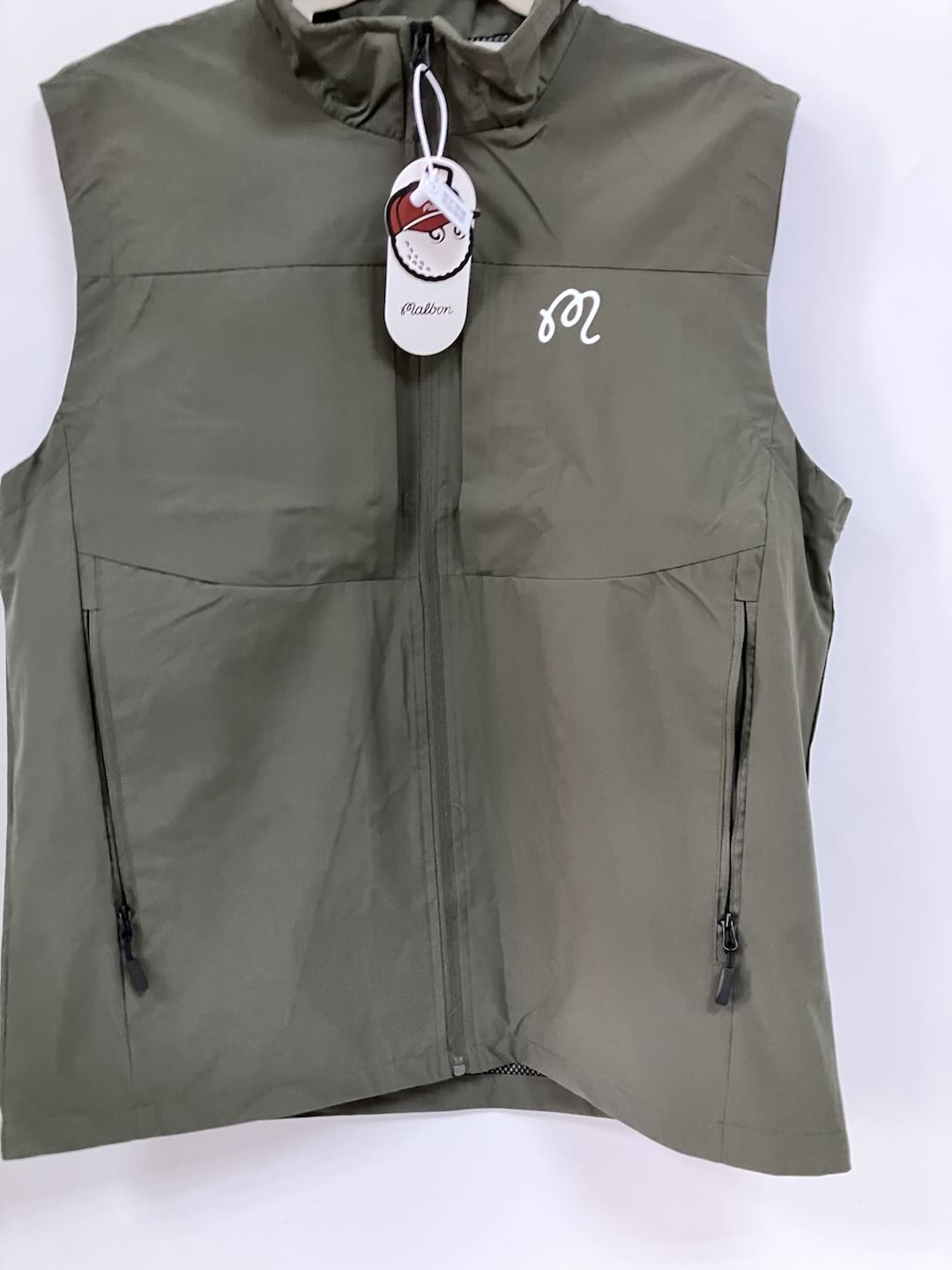 Malbon Golf Men's Casual Waistcoat Stand Collar Outdoor Sports Vest Green