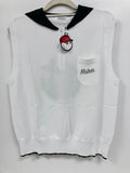 MALBON Women's Golf Knit Sleeveless Vest Big Lapel Collar Tank Top