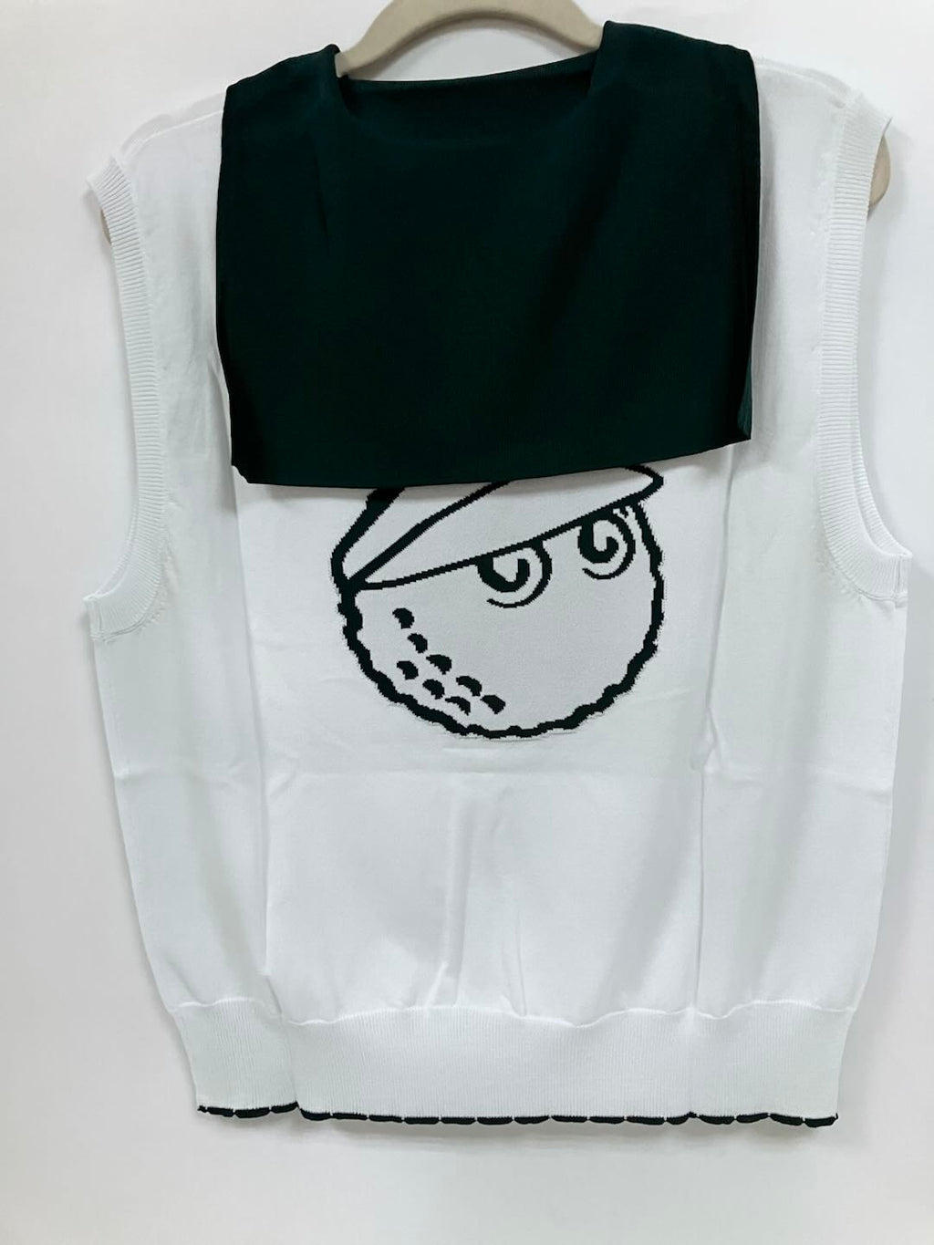 MALBON Women's Golf Knit Sleeveless Vest Big Lapel Collar Tank Top