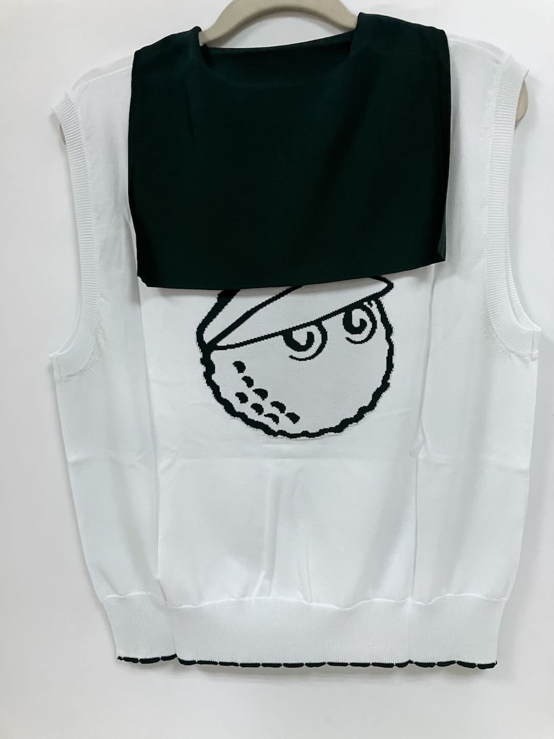 MALBON Women's Golf Knit Sleeveless Vest Big Lapel Collar Tank Top