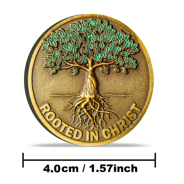 Rooted In Christ Coin Colossians 2:6-7 Bible Verse Challenge Coin Pocket Token 3pcs