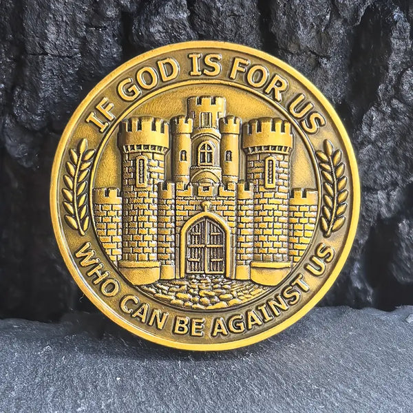 Fortress Of Faith Christian Challenge Coin Romans 8:37 Inscription Bible Verses Pocket Token