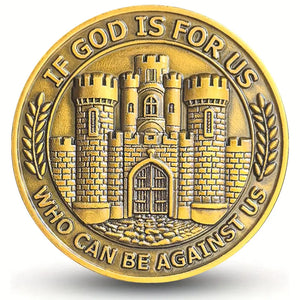 Fortress Of Faith Christian Challenge Coin Romans 8:37 Inscription Bible Verses Pocket Token