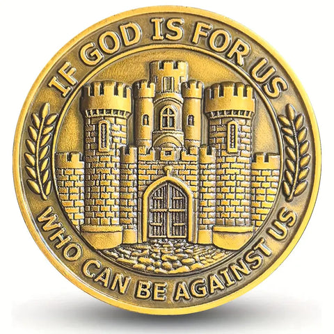 Fortress Of Faith Christian Challenge Coin Romans 8:37 Inscription Bible Verses Pocket Token