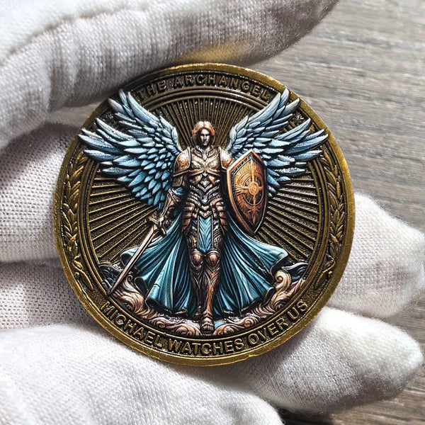 Archangel Michael Challenge Coin Religious Collectible Coin with Protective Case 3pcs