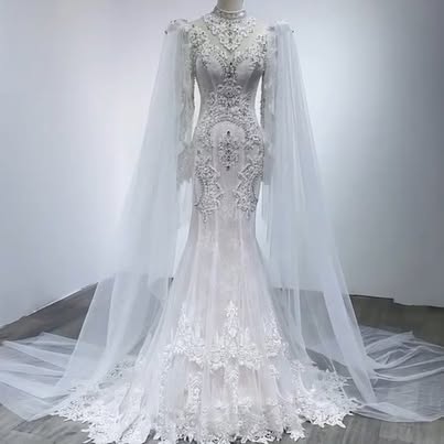 NWT Wedding Dress - Lace High Neck Cape Sleeve (New with Tags)