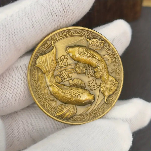 Golden Lucky Koi Fish Coin Gift for Prosperity and Good Fortune Lottery Tickets Scratcher Tool 3pcs