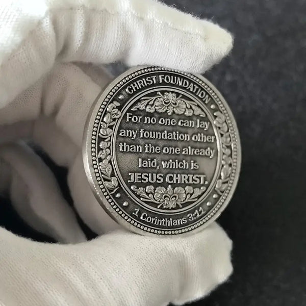 Founded in Christ Christian Medallion Coin Religious Collectible Gift Protective Case Included