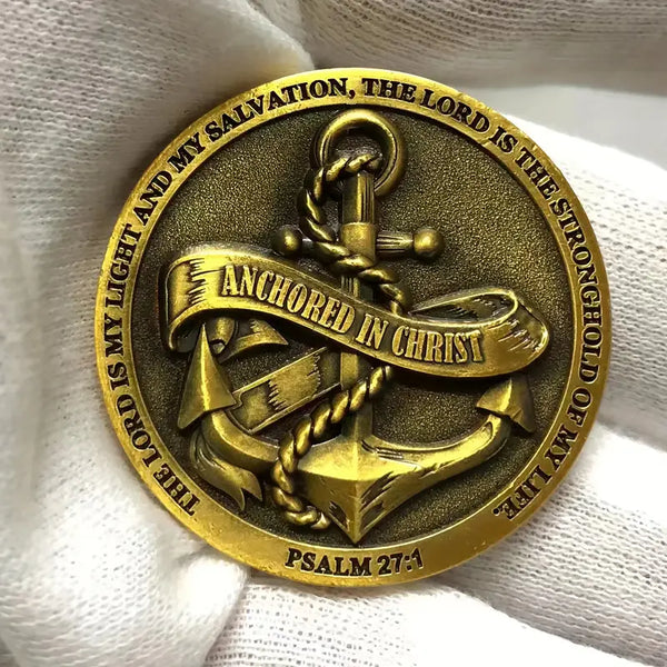 Christian Challenge Coin Anchored In Christ The Lord Is My Light And My Salvation Christian Bible Verses Token 3pcs
