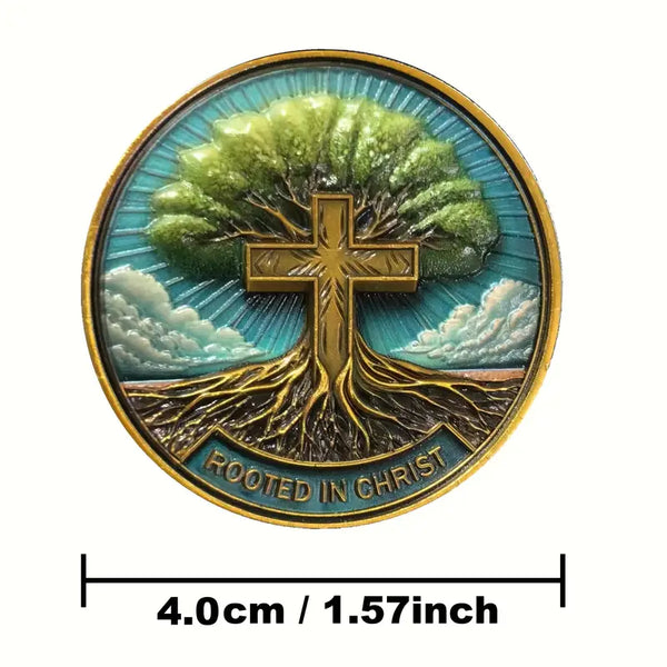 Rooted in Christ Christian Challenge Coin Inspirational Gift with Protective Case