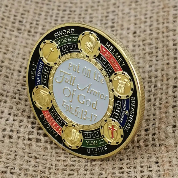 Put On The Full Armor Challenge Coin Novelty Challenge Coin Prayer Pocket Hug Token Lucky Coin 3pcs