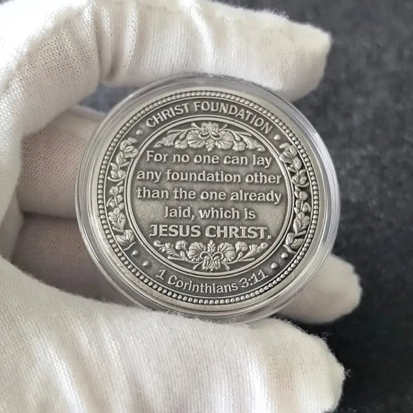 Founded in Christ Christian Medallion Coin Religious Collectible Gift Protective Case Included