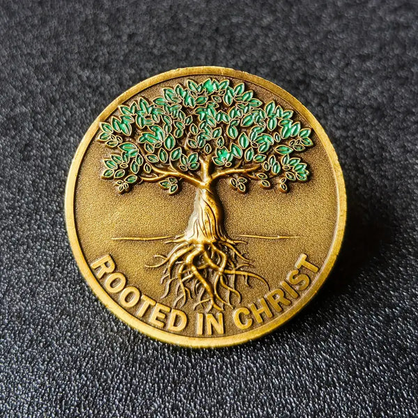 Rooted In Christ Coin Colossians 2:6-7 Bible Verse Challenge Coin Pocket Token 3pcs