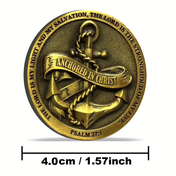 Christian Challenge Coin Anchored In Christ The Lord Is My Light And My Salvation Christian Bible Verses Token 3pcs