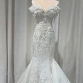 NWT Glamorous Off-Shoulder Beaded Mermaid Silhouette Wedding Dress