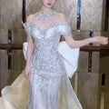 NWT Mermaid Wedding Dress - Embellished Illusion Neckline (New with Tags)