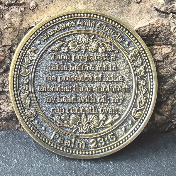Christian Challenge Coin My Cup Runneth Over Bible Verses Pocket Token