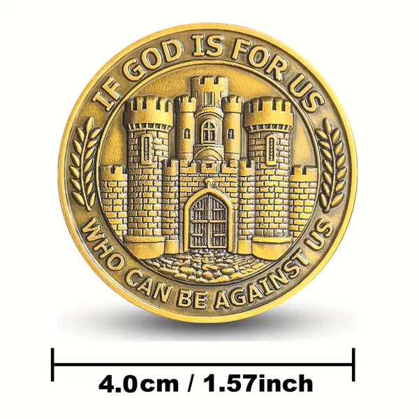 Fortress Of Faith Christian Challenge Coin Romans 8:37 Inscription Bible Verses Pocket Token