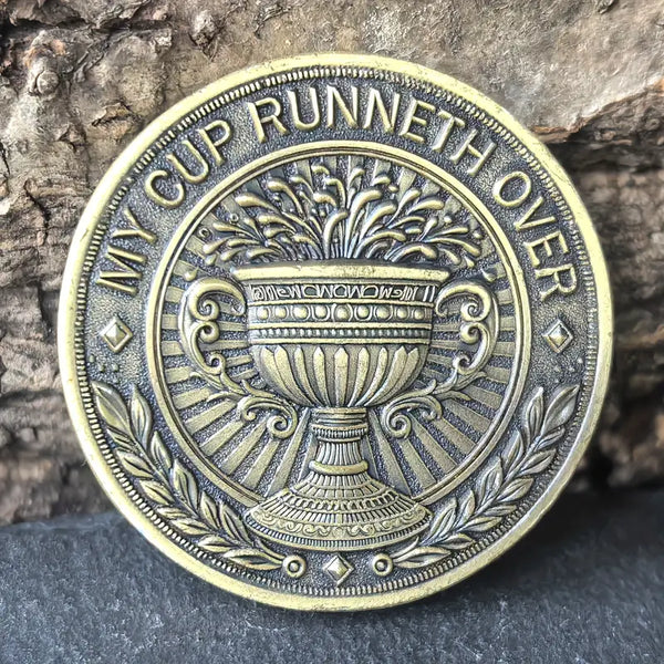 Christian Challenge Coin My Cup Runneth Over Bible Verses Pocket Token