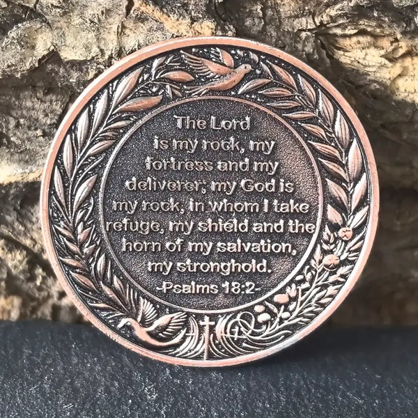 Inspirational Christian Challenge Coin The Lord Is My Rock Zinc Alloy Coin Protective Case Included