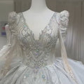 NWT Deep V-Neck Beaded Royal Ball Gown Wedding Dress