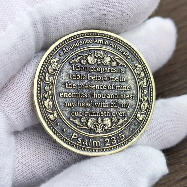 Christian Challenge Coin My Cup Runneth Over Bible Verses Pocket Token