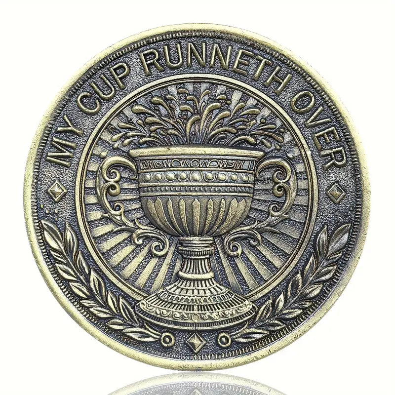 Christian Challenge Coin My Cup Runneth Over Bible Verses Pocket Token