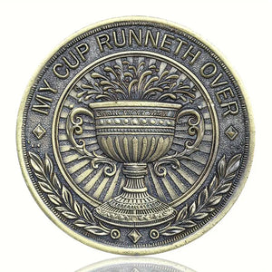 Christian Challenge Coin My Cup Runneth Over Bible Verses Pocket Token
