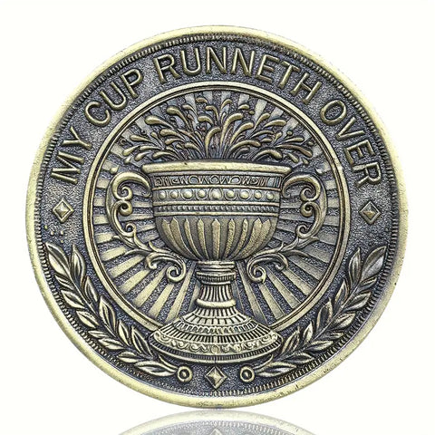 Christian Challenge Coin My Cup Runneth Over Bible Verses Pocket Token