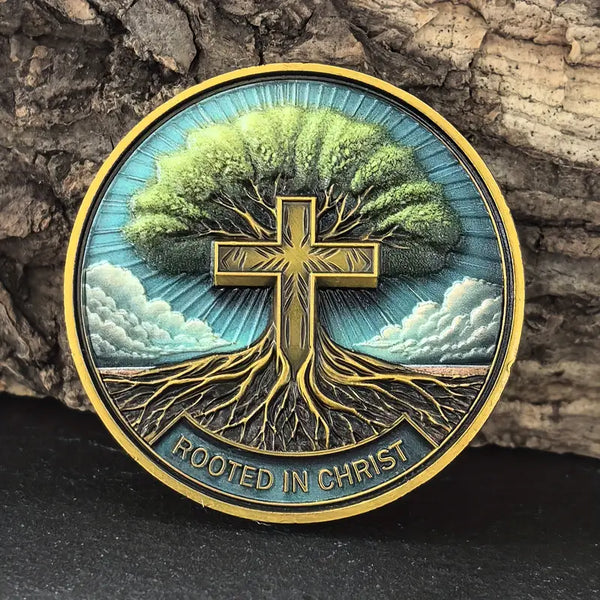 Rooted in Christ Christian Challenge Coin Inspirational Gift with Protective Case