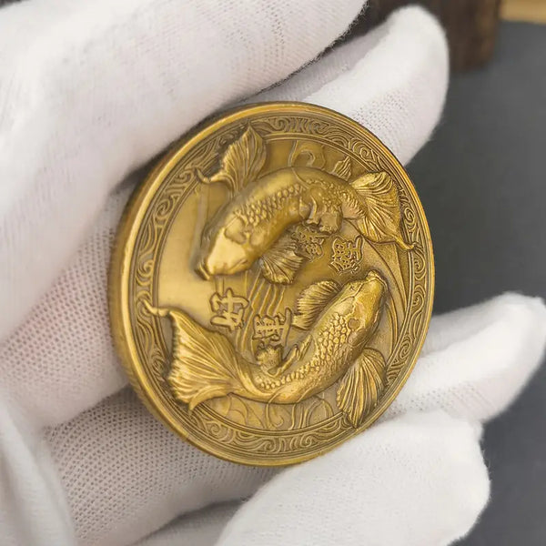 Golden Lucky Koi Fish Coin Gift for Prosperity and Good Fortune Lottery Tickets Scratcher Tool 3pcs