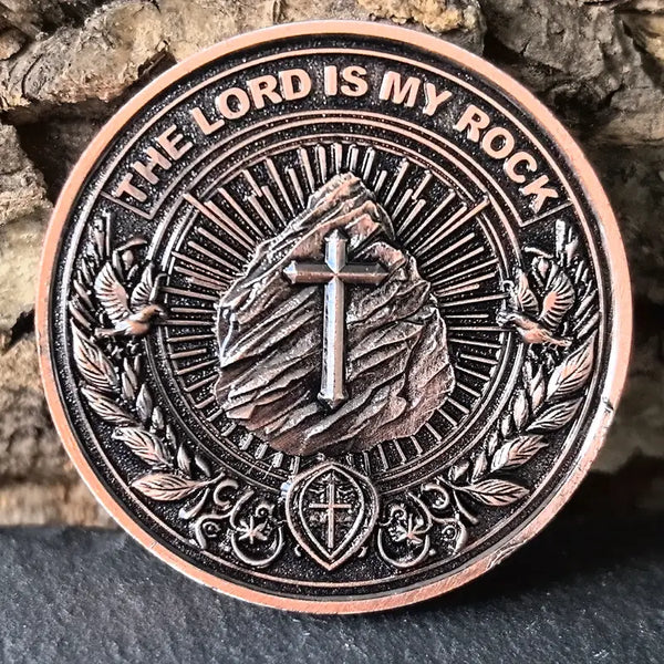 Inspirational Christian Challenge Coin The Lord Is My Rock Zinc Alloy Coin Protective Case Included