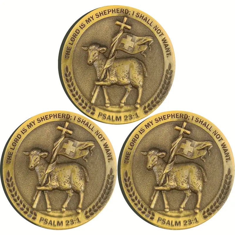Shepherd’s Guidance Christian challenge coin with embossed shepherd design