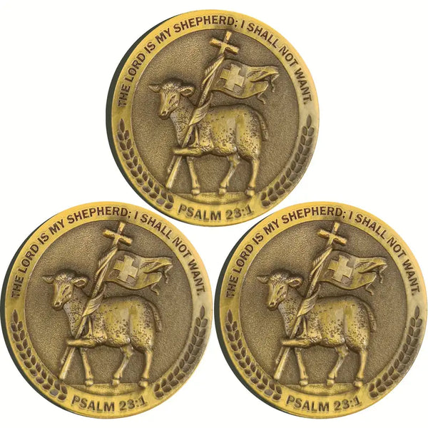 Shepherd’s Guidance Christian challenge coin with embossed shepherd design