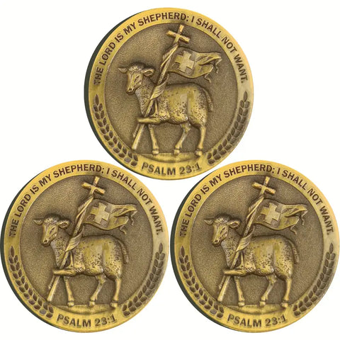 Shepherd’s Guidance Christian challenge coin with embossed shepherd design