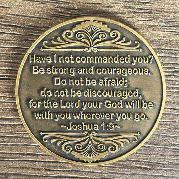 Christian Pocket Coin Token Courage and Strength Challenge Coin Inspirational Gift