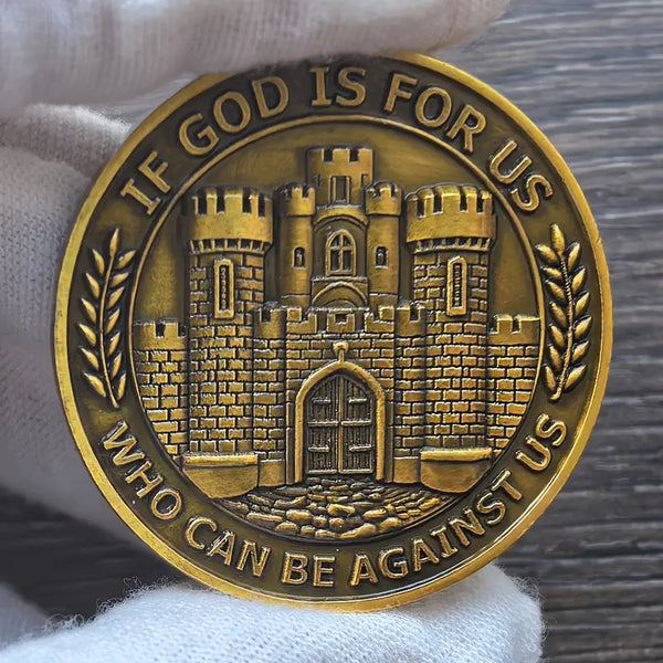 Fortress Of Faith Christian Challenge Coin Romans 8:37 Inscription Bible Verses Pocket Token