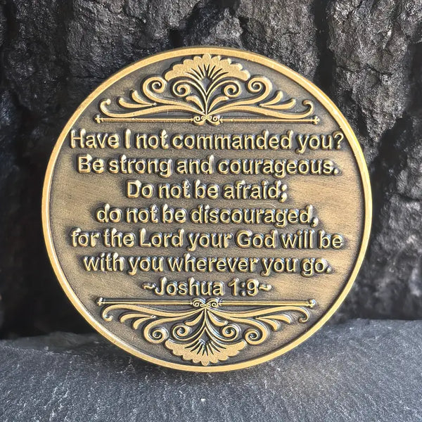 Christian Pocket Coin Token Courage and Strength Challenge Coin Inspirational Gift