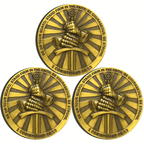 Christian Challenge Coin Faithful Guardian Coin Military Gift Stand Firm In The Faith Be Courageous 3pcs