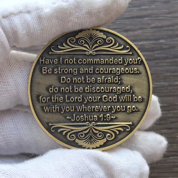 Christian Pocket Coin Token Courage and Strength Challenge Coin Inspirational Gift
