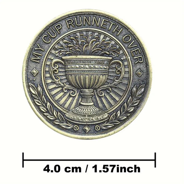 Christian Challenge Coin My Cup Runneth Over Bible Verses Pocket Token