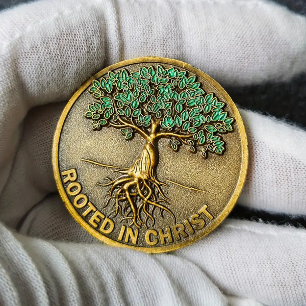 Rooted In Christ Coin Colossians 2:6-7 Bible Verse Challenge Coin Pocket Token 3pcs