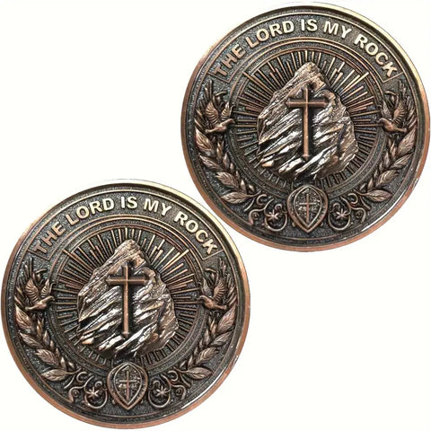 Inspirational Christian Challenge Coin The Lord Is My Rock Zinc Alloy Coin Protective Case Included