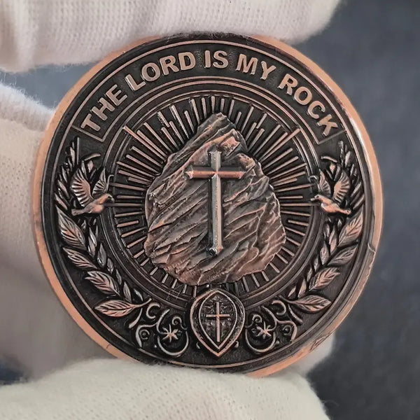 Inspirational Christian Challenge Coin The Lord Is My Rock Zinc Alloy Coin Protective Case Included