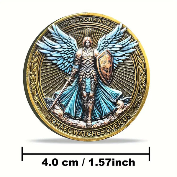 Archangel Michael Challenge Coin Religious Collectible Coin with Protective Case 3pcs
